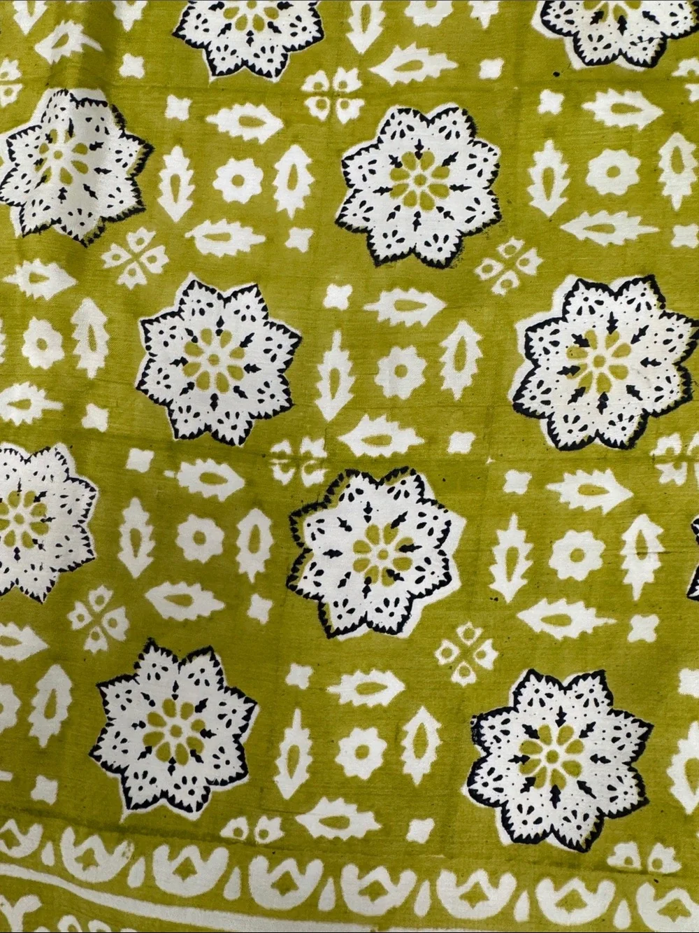 Vintage Made in Indian Hand Block Silk Printed Scarf Retro